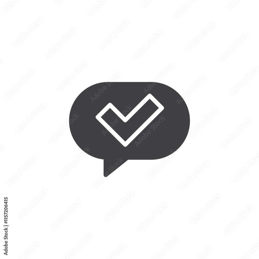 Poster speech bubble with a checkmark inside vector icon