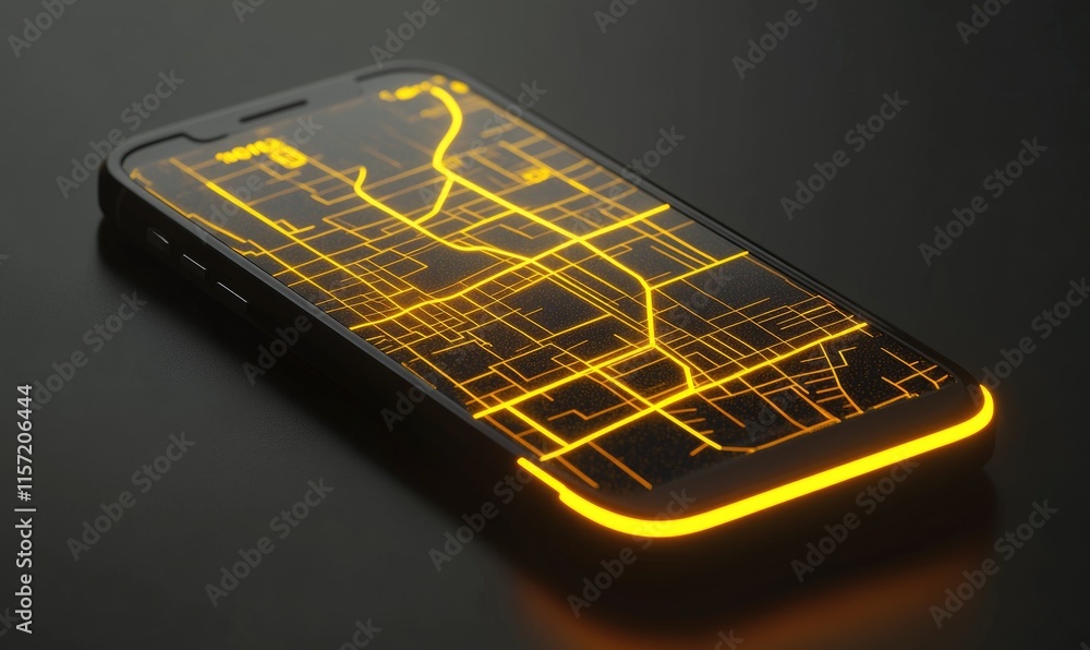 Poster a phone with a map on the screen