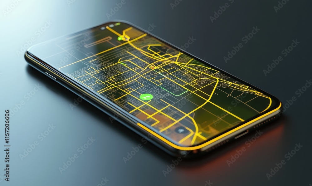 Poster a phone with a map on the screen