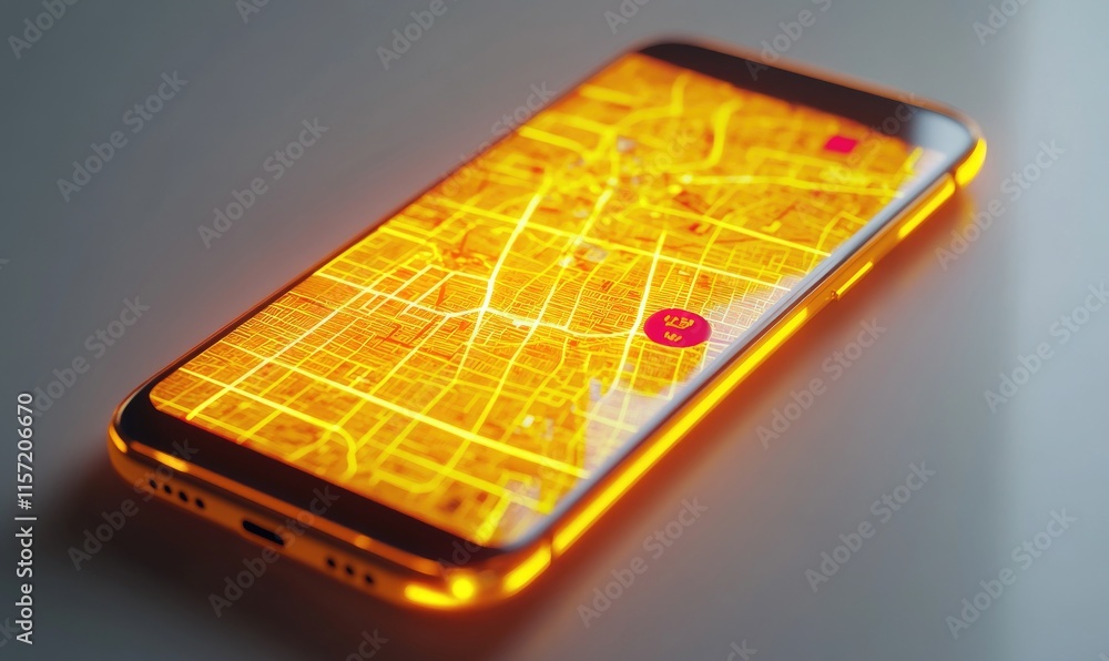 Poster a phone with a map on the screen