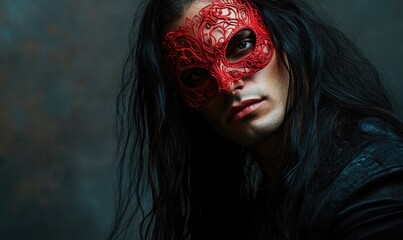 Obraz premium A man wearing a red mask