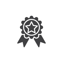 Badge with a star and ribbon vector icon