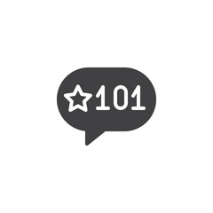A speech bubble with a number stars vector icon