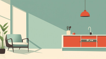 Illustration minimalist banner with copy space in retro style