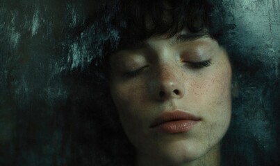 Obraz premium A woman with brown hair and a dark face