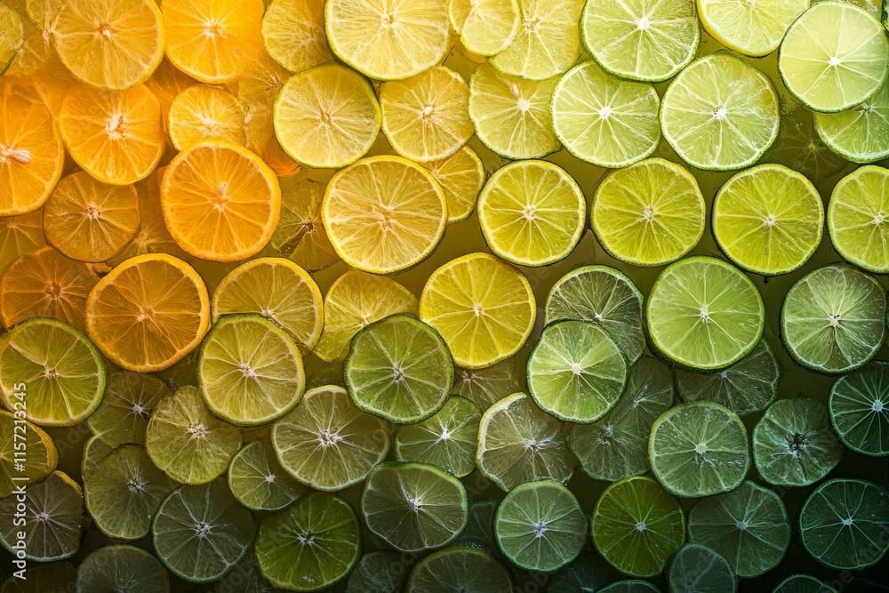 Aufkleber A visually appealing mosaic of overlapping citrus slices, artfully arranged to form a seamless pattern with subtle gradients and vibrant colors enhancing visual appeal.