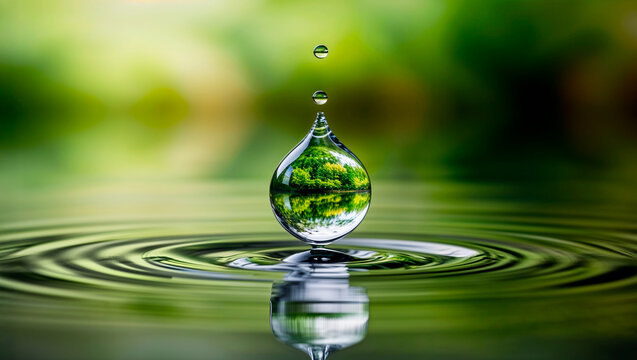Reflexo da natureza em uma gota cristalina