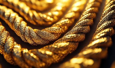 A gold colored rope is shown in the image