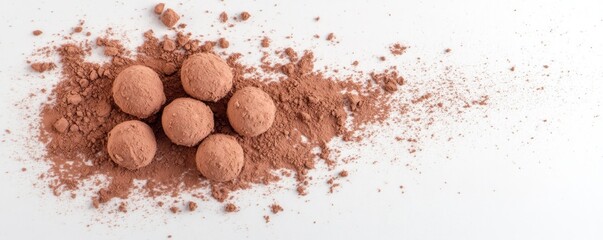 Indulge in the velvety delight of cocoa-rich chocolate truffles arranged artistically with powdered textures and luxurious highlights, a decadent treat perfect for any occasion These handcrafted