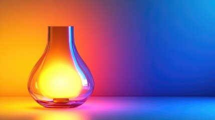 Colorful Glass Vase with Soft Lighting and Gradient Background