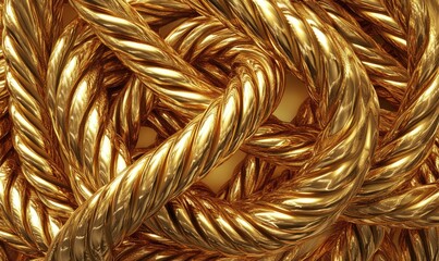 A gold rope is twisted and knotted