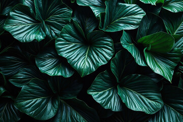 Close-up of a textured green leaf, showcasing its natural patterns and tropical essence.