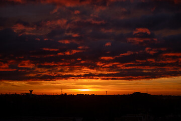 sunset over the city