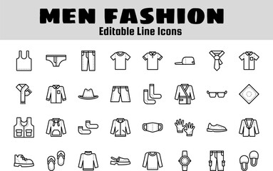 men fashion icon set