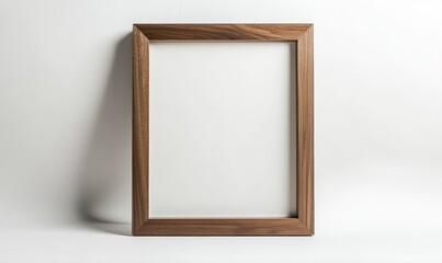 A wooden frame with a white background