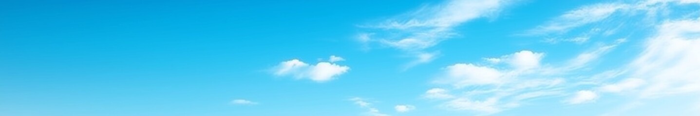 Serene gradient blue sky with few scattered clouds, creating a calm and tranquil atmosphere, perfect as a background for design projects and presentations.