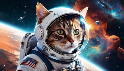 digital art of a cat dressed as an astronaut