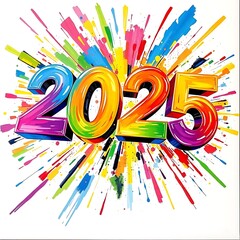 2025 happy new year typography logo design concept