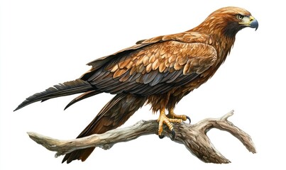 A brown bird is perched on a branch