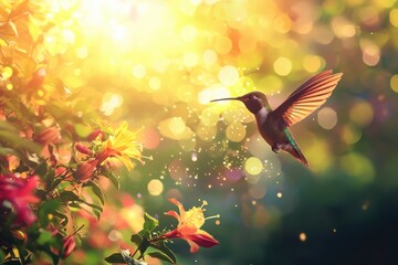Hummingbird in Flight: A Moment of Natural Beauty