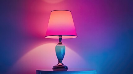 Colorful Table Lamp Casting Warm Glow in Modern Interior Setting