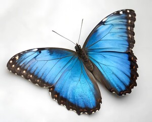 
blue butterfly on white background