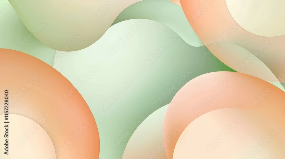 Poster smooth gradient shapes overlapping and creating a modern abstract background design with pastel gree