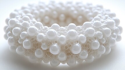A delicate white bracelet made of clustered pearls, showcasing elegance and craftsmanship.