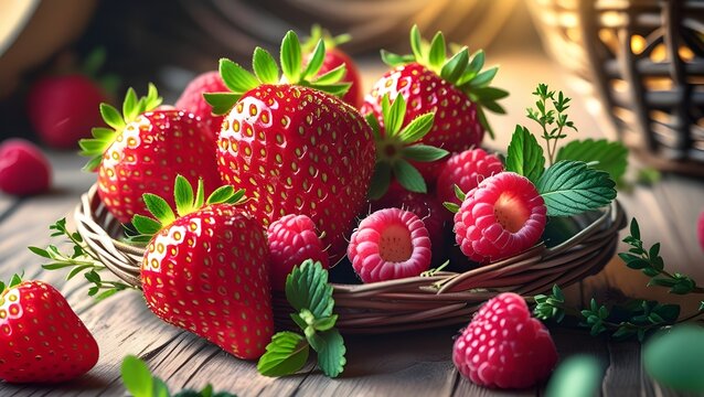 Fresh Strawberries and rusberry