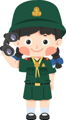 girl scout thai looking through the binocular