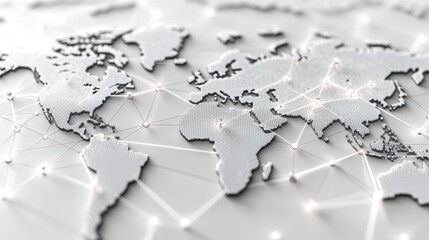 A modern, abstract representation of a world map with interconnected lines, symbolizing global connectivity and digital networks.