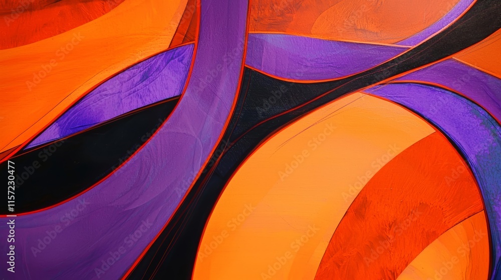 Poster colorful abstract painting background featuring vibrant orange and purple hues blending seamlessly, 
