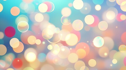 Obraz premium Colorful bokeh lights floating on a pastel background create a festive and dreamlike atmosphere, perfect for celebrations, holidays, or any project needing a touch of magic
