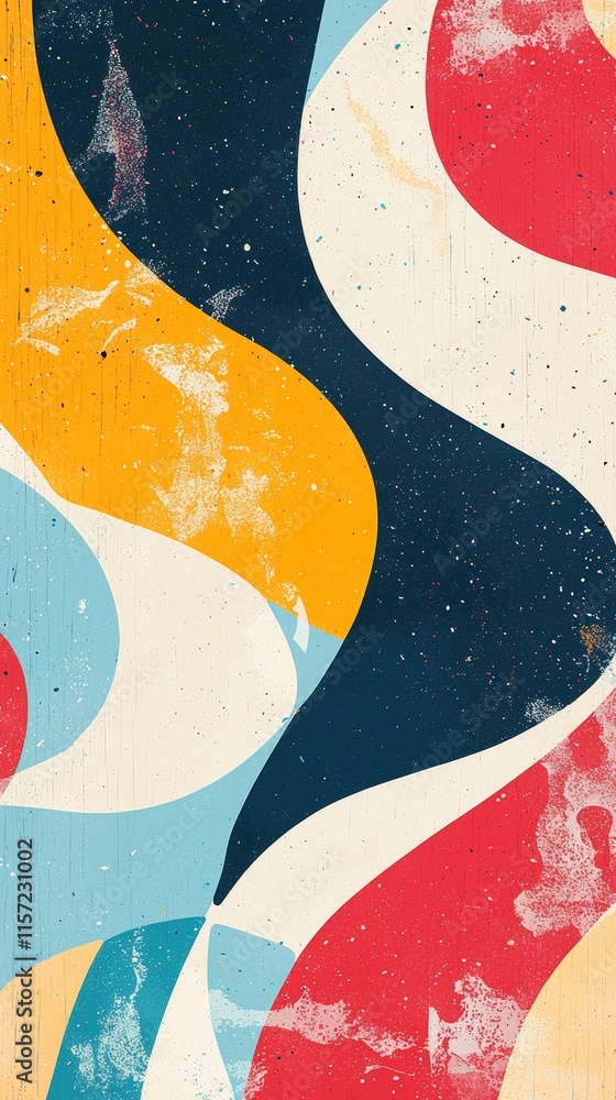 Poster colorful wavy shapes create a visually captivating modern abstract background design, blending smoot