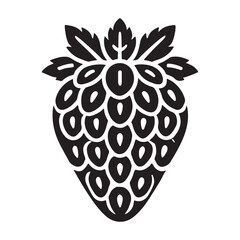 Strawberry Silhouette Vector Illustration, Solid White Background.