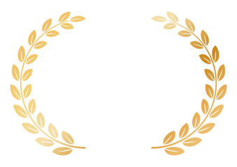 月桂冠　金色　シンプル　フレーム　左右　葉っぱ