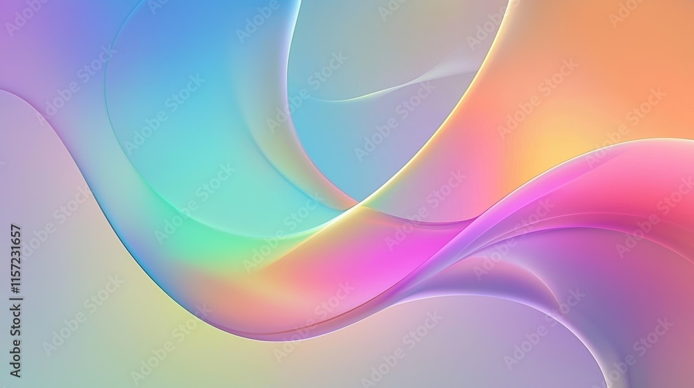 Poster smoothly flowing curves in soft pastel colors create an enchanting abstract design, offering a visua