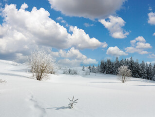 Winter mountain snowy landscape