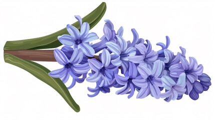Blue Hyacinth Flower Vector Illustration in Flat Vector Style