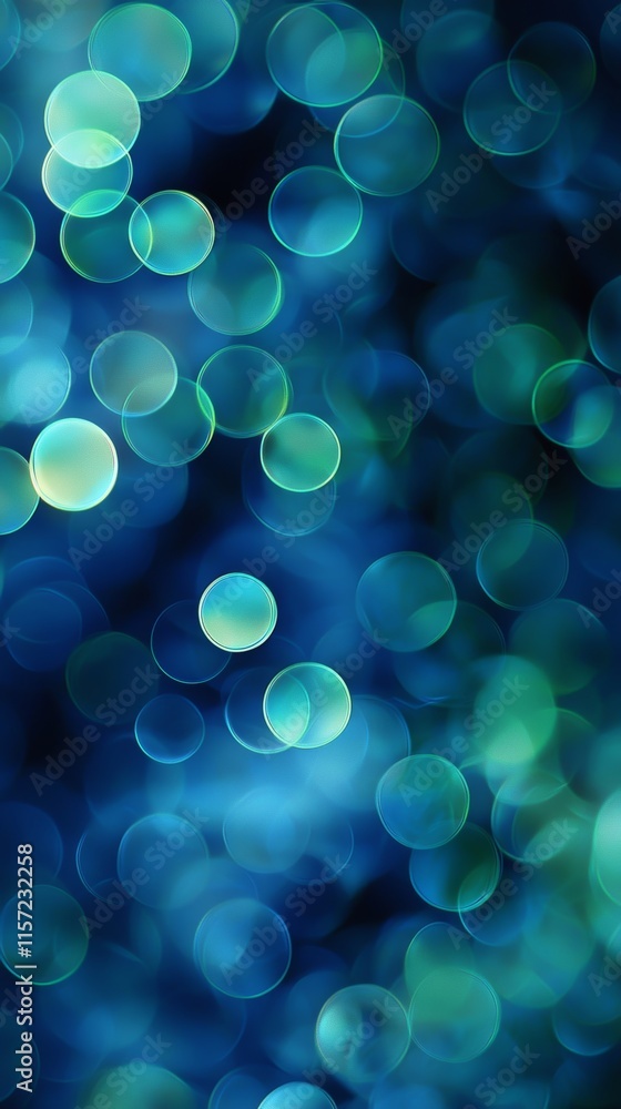 Poster abstract blue and green bokeh lights create a festive and celebratory background, perfect for adding