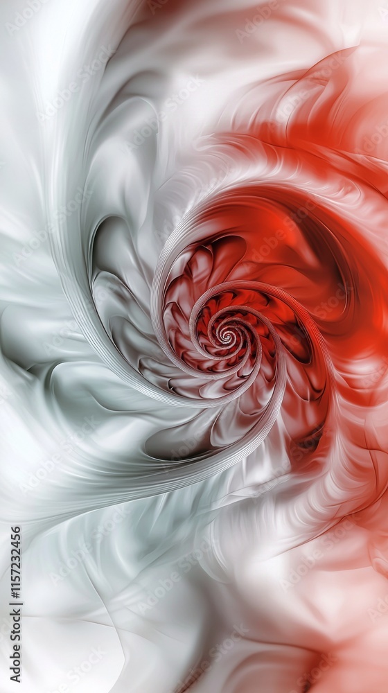 Poster swirling shades of red and grey converge in a mesmerizing spiral, creating an abstract composition t