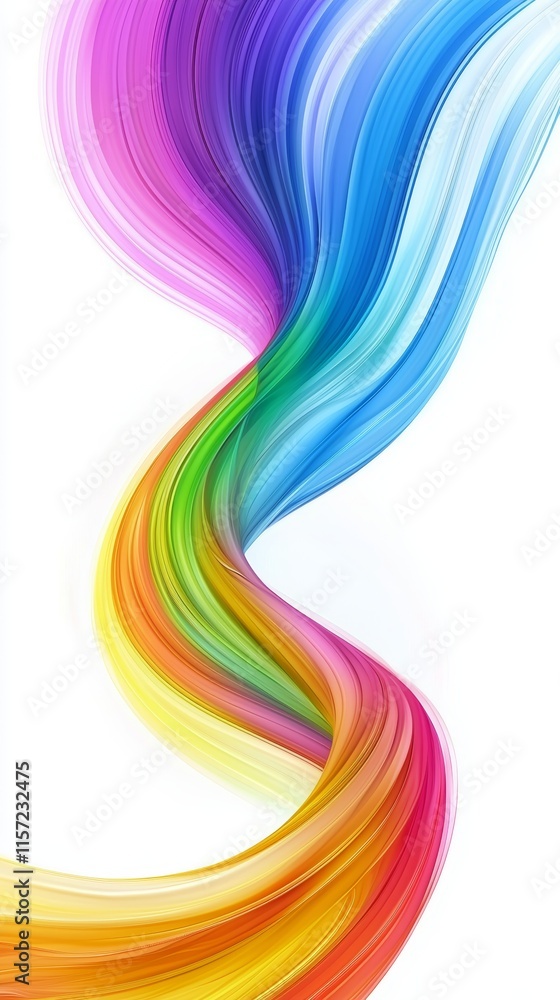 Poster bright, vibrant colors blending in a swirling wave pattern create a dynamic abstract design against 