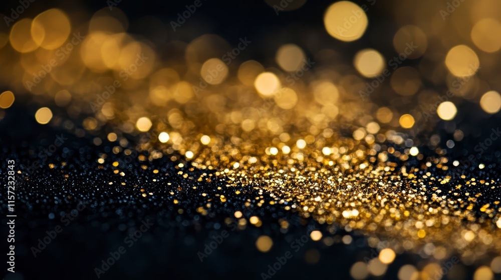 Aufkleber a shimmering cascade of golden glitter against a dark background, creating a mesmerizing and luxurio