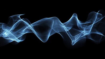 Obraz premium Delicate Blue Wisps of Smoke Dancing in the Air Against a Dark Background, Creating a Mesmerizing and Ethereal Effect in Abstract Art