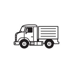Simple Flat Truck Design with Bold Black Lines