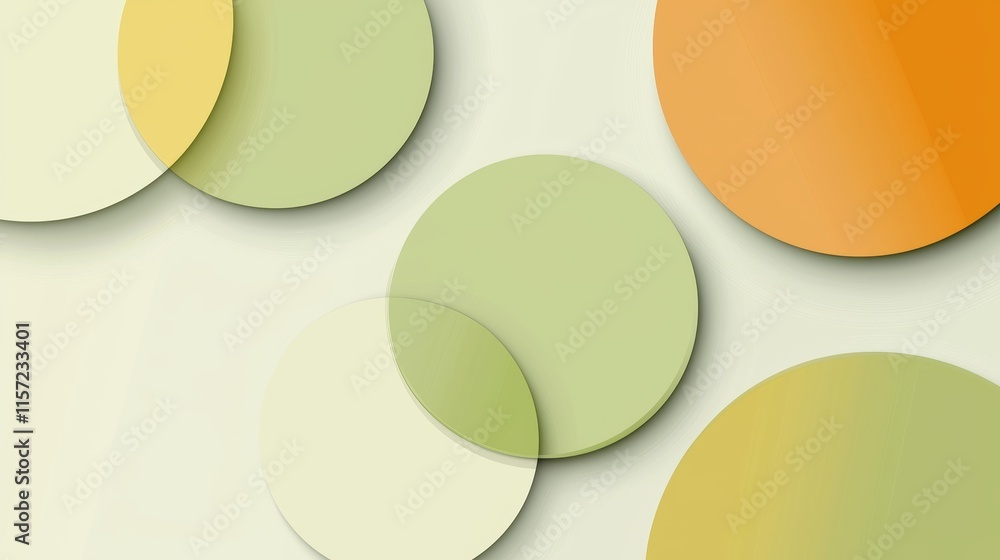 Aufkleber modern abstract background featuring overlapping colorful circles in shades of green, yellow, and or