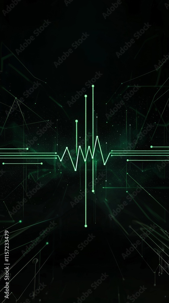 Aufkleber digital soundwave spreading through cyberspace network with dynamic lines and nodes creating a futur