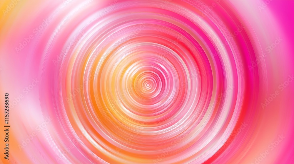 Poster concentric circles in shades of pink and orange create a mesmerizing vortex, radiating outward with 