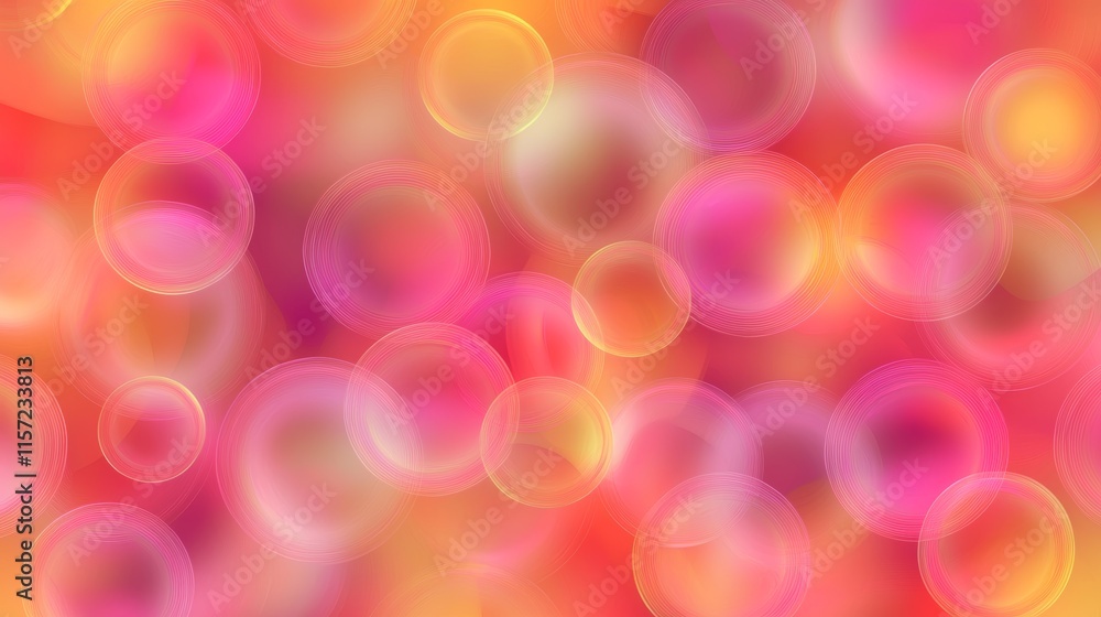 Poster abstract background showing overlapping pink and orange circles of different sizes and transparency 