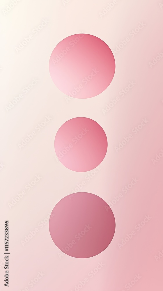 Poster pink gradient circles are arranged vertically on a matching pink background, creating a simple yet v